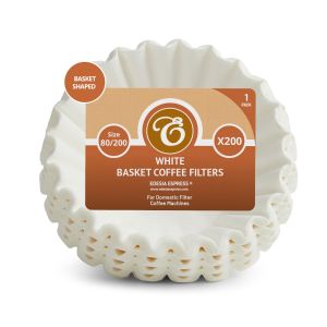 Size 80/200mm (2 Pint) Basket Coffee Filter Papers White